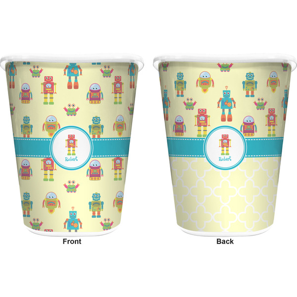 Robot Trash Can White - Front and Back - Apvl