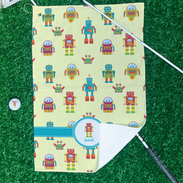 Robot Waffle Weave Golf Towel - In Context