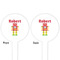 Robot White Plastic 4" Food Pick - Round - Double Sided - Front & Back