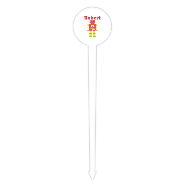 Robot White Plastic 4" Food Pick - Round - Single Pick