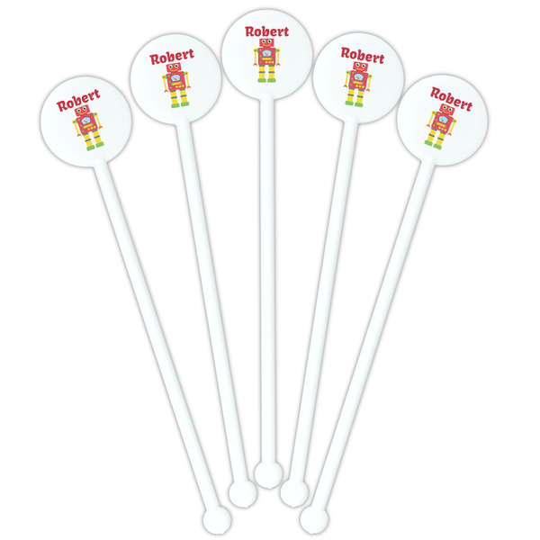 Robot White Plastic 5.5" Stir Stick - Fan View
