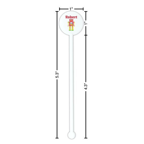 Robot White Plastic 5.5" Stir Stick - Round - Dimensions