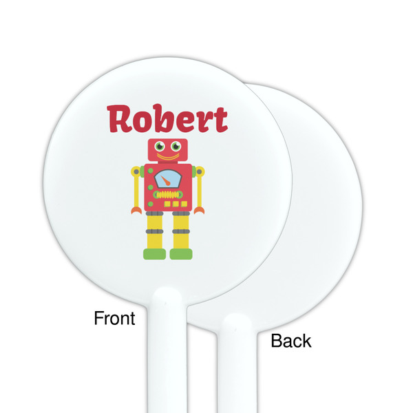 Robot White Plastic 5.5" Stir Stick - Single Sided - Round - Front & Back
