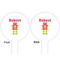 Robot White Plastic 6" Food Pick - Round - Double Sided - Front & Back