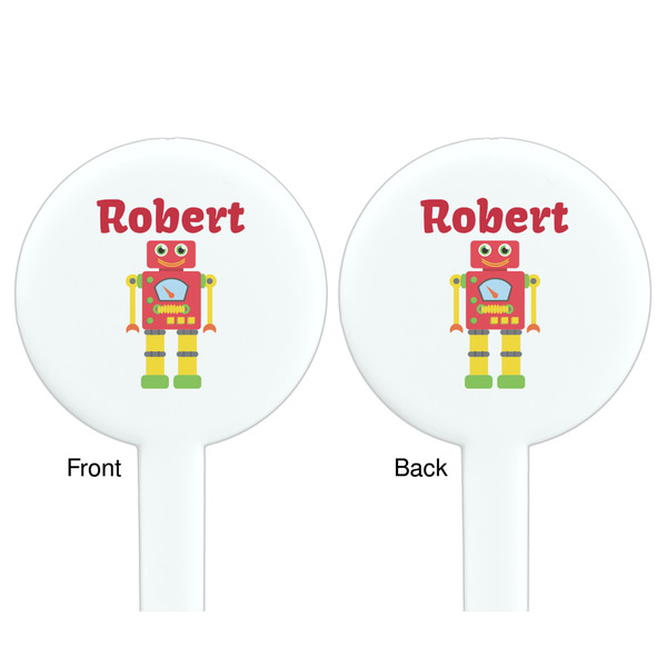 Robot White Plastic 7" Stir Stick - Double Sided - Round - Front & Back