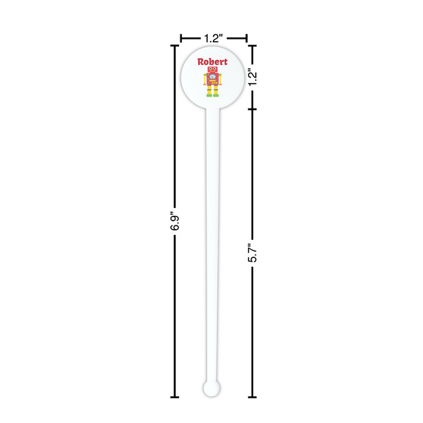 Robot White Plastic 7" Stir Stick - Round - Dimensions