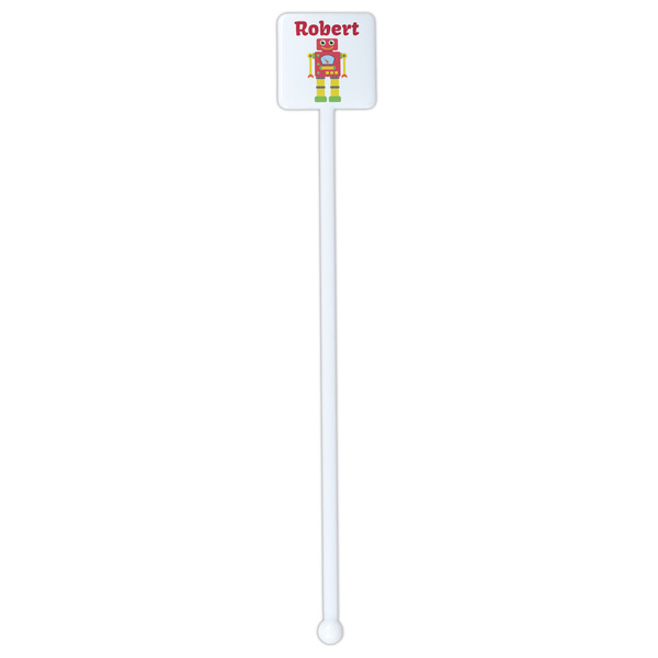 Robot White Plastic Stir Stick - Single Sided - Square - Single Stick