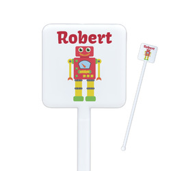 Robot Square Plastic Stir Sticks (Personalized)