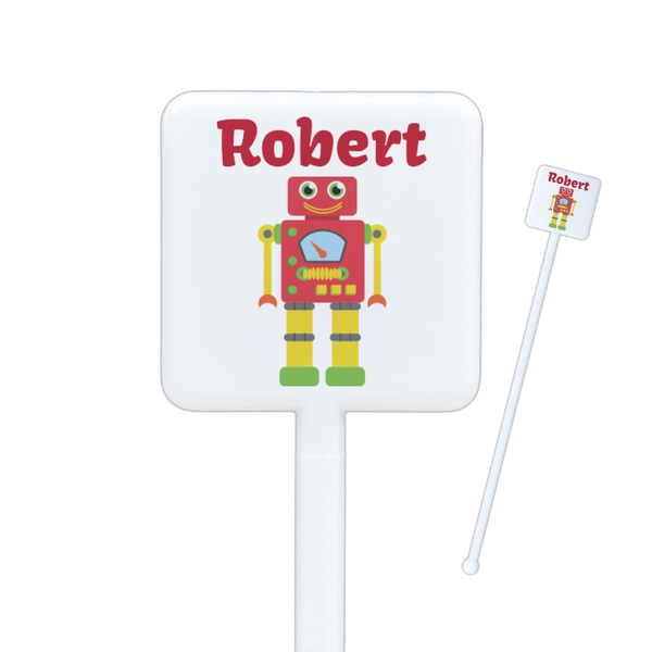 Custom Robot Square Plastic Stir Sticks (Personalized)