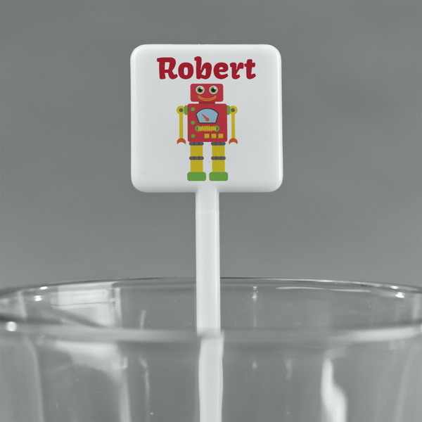 Robot White Plastic Stir Stick - Square - Main