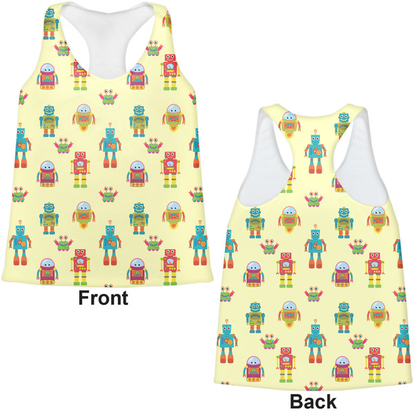 Robot Womens Racerback Tank Tops - Medium - Front and Back
