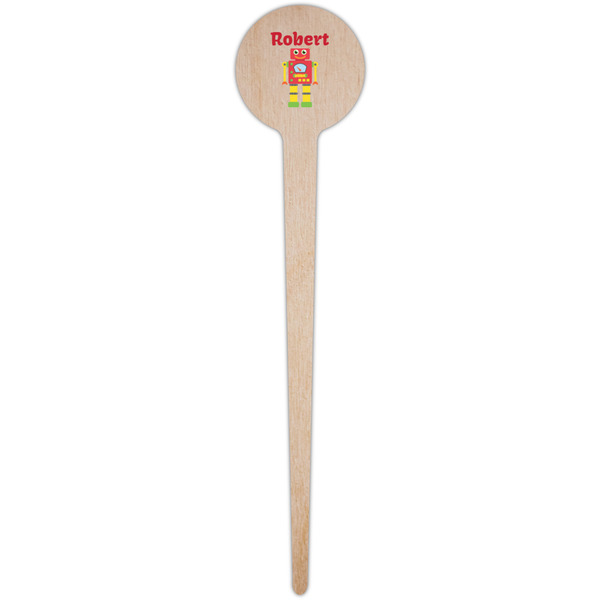 Robot Wooden 4" Food Pick - Round - Single Pick
