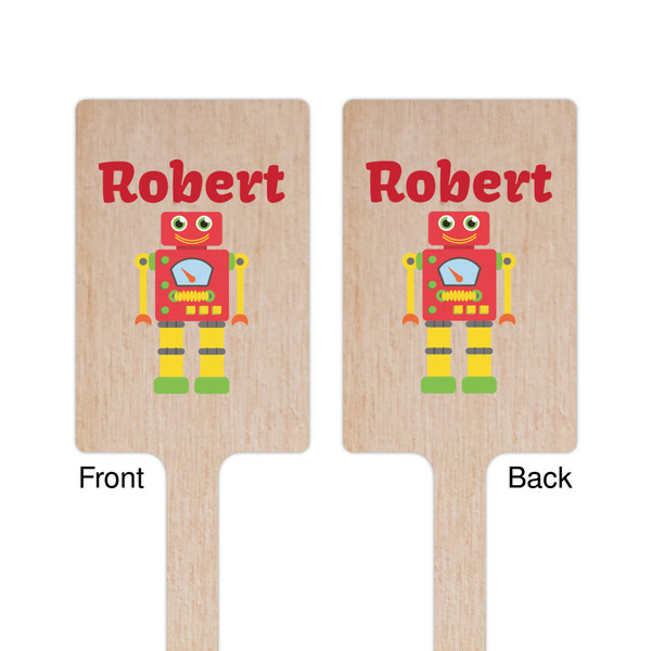 Robot Wooden 6.25" Stir Stick - Rectangular - Double Sided - Front & Back