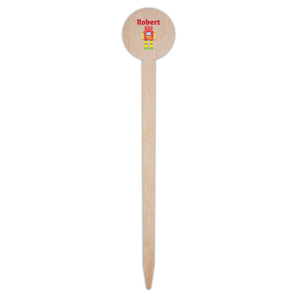 Robot Wooden 6" Food Pick - Round - Single Pick