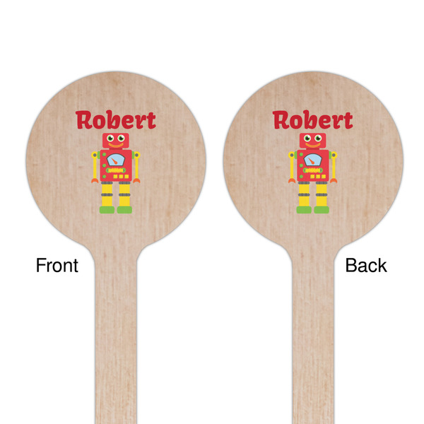 Robot Wooden 6" Stir Stick - Round - Double Sided - Front & Back