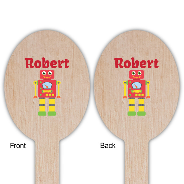 Robot Wooden Food Pick - Oval - Double Sided - Front & Back