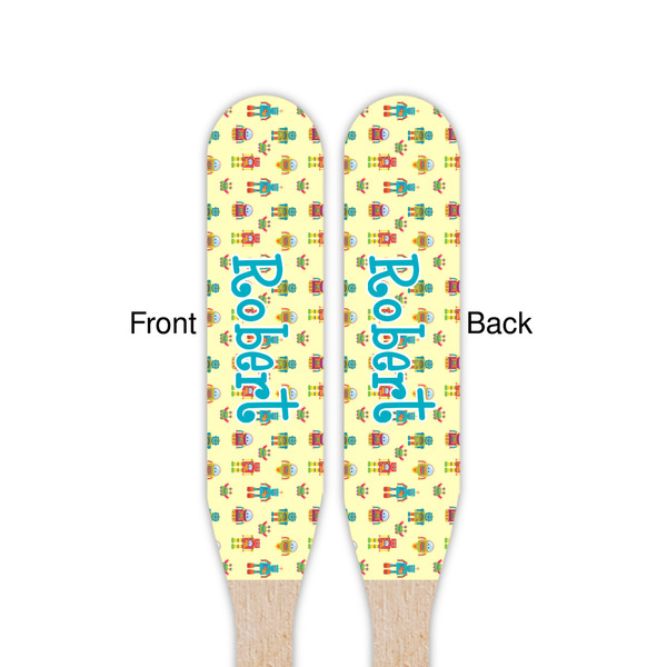 Robot Wooden Food Pick - Paddle - Double Sided - Front & Back