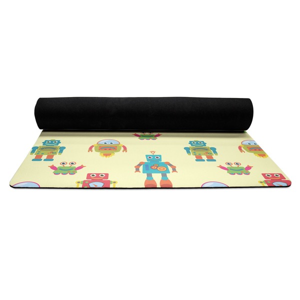 Robot Yoga Mat Rolled up Black Rubber Backing