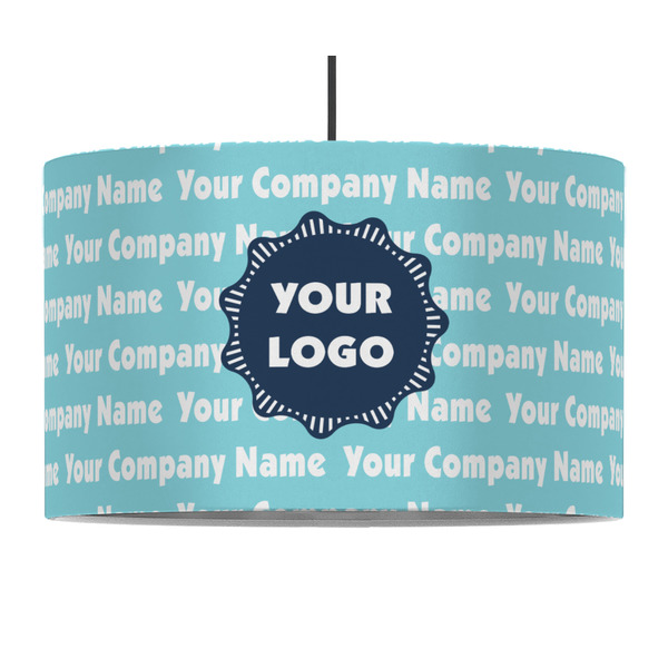 Custom Logo & Company Name 12" Drum Pendant Lamp - Fabric