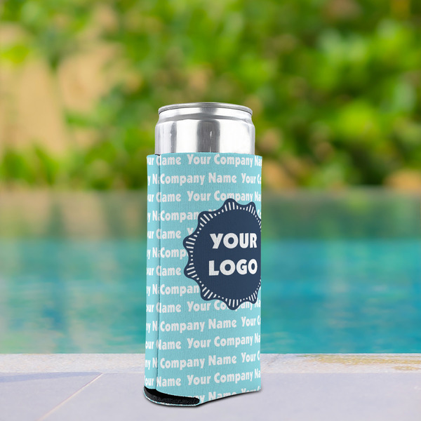 Logo & Company Name Can Cooler - Tall 12oz - In Context