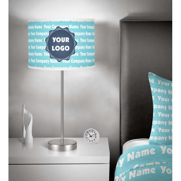 Logo & Company Name 13 inch drum lamp shade - in room