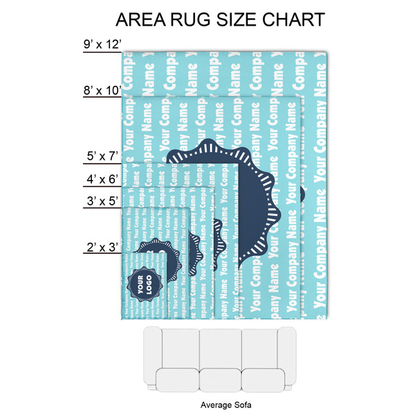 Logo & Company Name 2'x3' Indoor Area Rugs - Size Chart