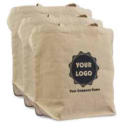 Logo & Company Name Reusable Cotton Grocery Bags - Set of 3