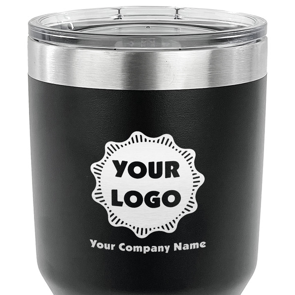 Logo & Company Name 30 oz Stainless Steel Ringneck Tumbler - Black - CLOSE UP
