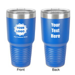 Logo & Company Name 30 oz Stainless Steel Tumbler - Royal Blue - Double-Sided