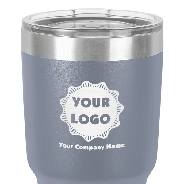 Logo & Company Name 30 oz Stainless Steel Ringneck Tumbler - Grey - Close Up
