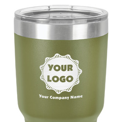 Logo & Company Name 30 oz Stainless Steel Tumbler - Olive - Single-Sided