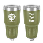 Logo & Company Name 30 oz Stainless Steel Tumbler - Olive - Double-Sided