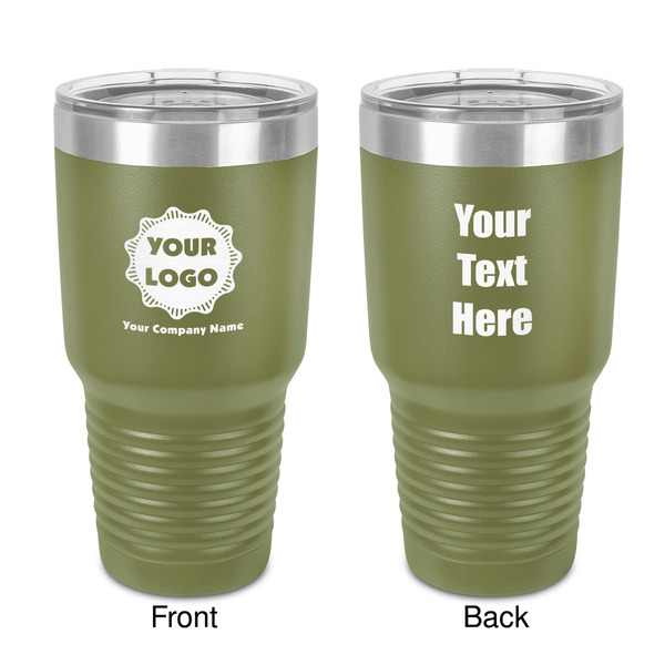 Custom Logo & Company Name 30 oz Stainless Steel Tumbler - Olive - Double-Sided