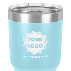 Logo & Company Name 30 oz Stainless Steel Tumbler - Teal - Single-Sided
