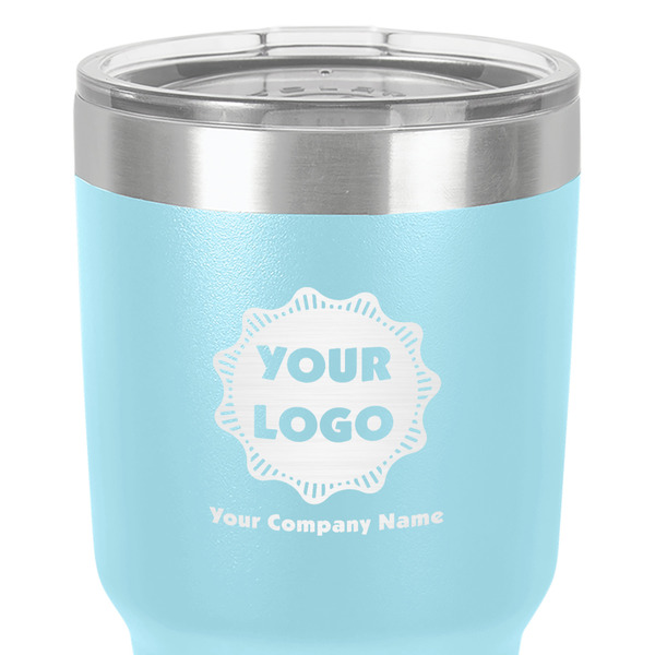 Logo & Company Name 30 oz Stainless Steel Ringneck Tumbler - Teal - Close Up