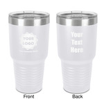 Logo & Company Name 30 oz Stainless Steel Tumbler - White - Double-Sided