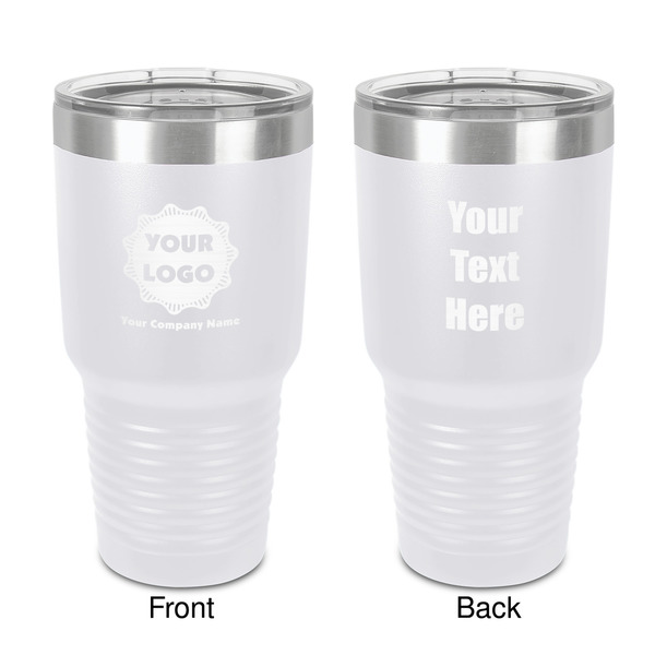 Custom Logo & Company Name 30 oz Stainless Steel Tumbler - White - Double-Sided