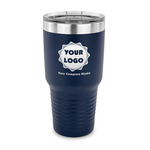 Logo & Company Name 30 oz Stainless Steel Tumbler - Navy - Single-Sided
