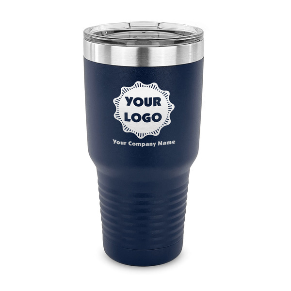 Custom Logo & Company Name 30 oz Stainless Steel Tumbler - Navy - Single-Sided