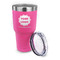 Logo & Company Name 30 oz Stainless Steel Ringneck Tumblers - Pink - LID OFF