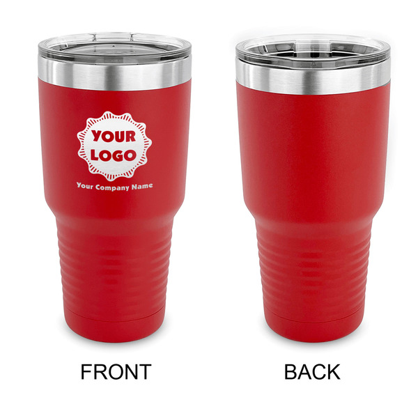 Logo & Company Name 30 oz Stainless Steel Ringneck Tumblers - Red - Single Sided - APPROVAL