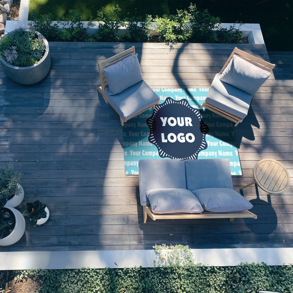 Logo & Company Name 5'x7' Patio Rug - In context