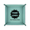 Logo & Company Name 6" x 6" Teal Leatherette Snap Up Tray - FOLDED UP