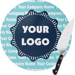 Logo & Company Name Round Glass Cutting Board - Small