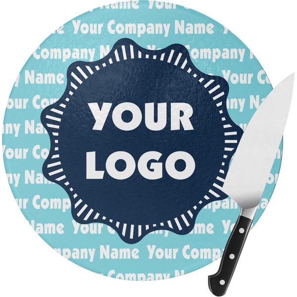 Custom Logo & Company Name Round Glass Cutting Board - Small