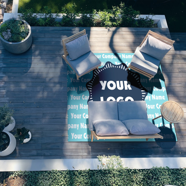 Logo & Company Name 8'x10' Patio Rug - In context
