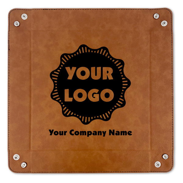 Logo & Company Name 9" x 9" Leatherette Snap Up Tray - APPROVAL (FLAT)