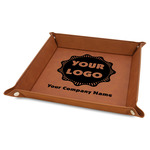 Logo & Company Name Faux Leather Dice Tray - 9" x 9" - Rawhide