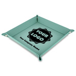 Logo & Company Name Faux Leather Dice Tray - 9" x 9"  - Teal