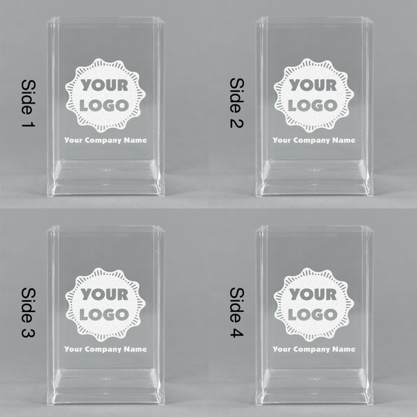Logo & Company Name Acrylic Pen Holder - All Sides